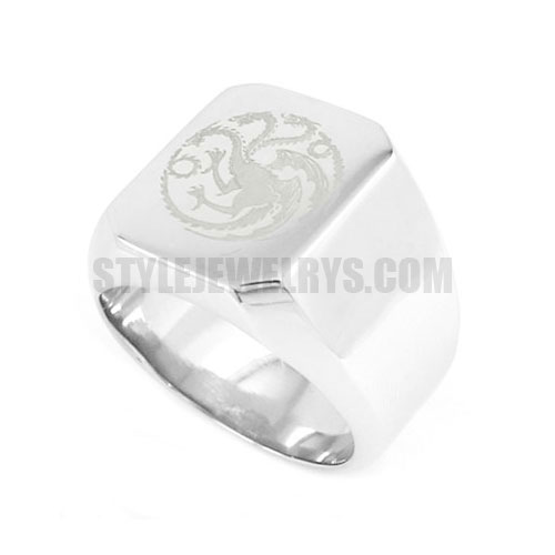 Game Of Thrones Targaryen House Ring Stainless Steel Band Ring Dragon Ring SWR0530 - Click Image to Close